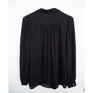 H&M Basic Black Button Down Puff Sleeve Blouse